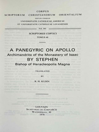 Panegyric on Apollo, Archimandrite of the Monastery of Isaac. Vol. I: Text. Vol. II: Translation (complete set)[newline]M10025-03.jpeg