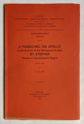 Item #M10025a Panegyric on Apollo, Archimandrite of the Monastery of Isaac. Vol. I: Text. Vol....