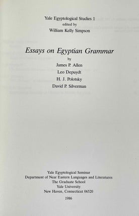 Essays on Egyptian Grammar