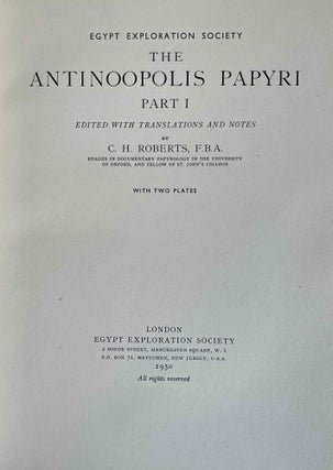 The Antinoopolis Papyri. Part I, II, III (complete set)