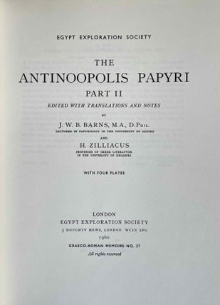 The Antinoopolis Papyri. Part I, II, III (complete set)