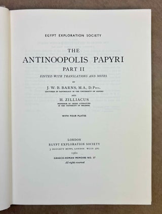 The Antinoopolis Papyri. Part I, II, III (complete set)