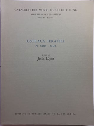 Ostraca Ieratici. Vol. I: N. 57001-57092. Vol. II: N. 57093-57319. Vol. III: N. 57320-57449. Vol. IV: N. 57450-57568 & Tabelle lignee, N. 58001-58007 (complete set)[newline]M1014b-02.jpg