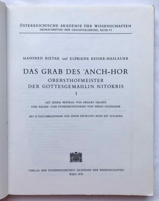 Das Grab des 'Anch-Hor, Obersthofmeister der Gottesgemahlin Nitokris. 2 volumes. Without the additional volume of plans.[newline]M1015e-02.jpg