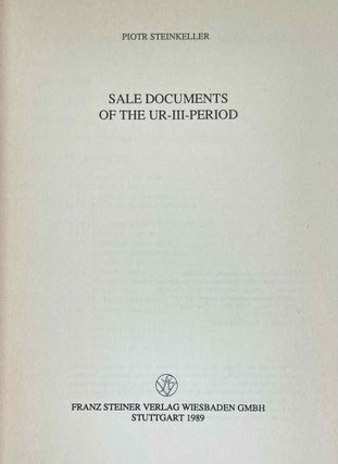 Sale Documents of the Ur-III-Period