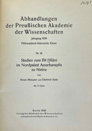 Studien zum Bit Hilani im Nordpalast Assurbanaplis zu Ninive