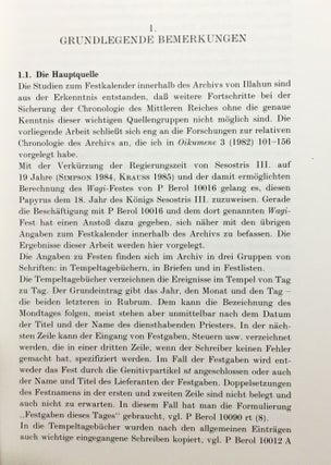Die chronologische Fixierung des ägyptischen Mittleren Reiches nach dem Tempelarchiv von Illahun
