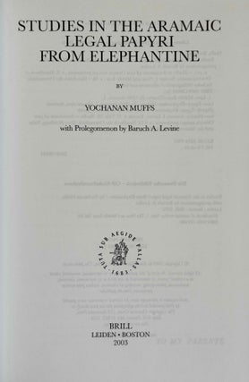 Studies in the Aramaic legal papyri from Elephantine
