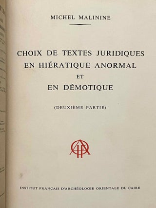 Choix de textes juridiques en hi&eacute;ratique anormal et en d&eacute;motique. Tome I & Tome II: Transcriptions (complete set)[newline]M1030e-11.jpeg