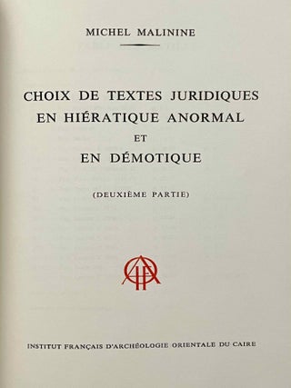 Choix de textes juridiques en hi&eacute;ratique anormal et en d&eacute;motique. Tome I & Tome II: Transcriptions (complete set)[newline]M1030e-12.jpeg