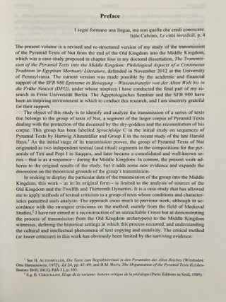 The Transmission of the Pyramid Texts of Nut. Analysis of their distribution and role in the Old and Middle Kingdoms.