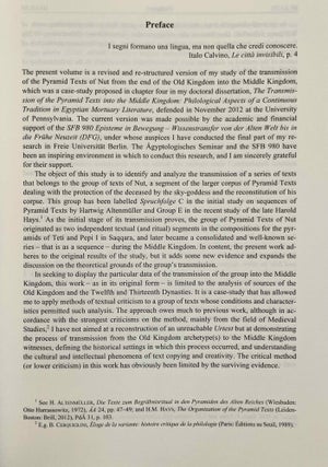 The Transmission of the Pyramid Texts of Nut. Analysis of their distribution and role in the Old and Middle Kingdoms.