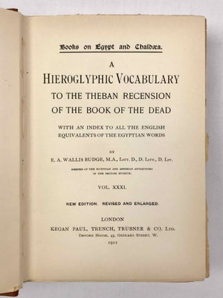 A hieroglyphic vocabulary to the Theban recension of the Book of the dead. With an index to all the English equivalents of the Egyptian words.[newline]M10341-03.jpeg