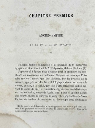 Aper&ccedil;u de l&rsquo;histoire ancienne d&rsquo;&Eacute;gypte pour l&rsquo;intelligence des monuments expos&eacute;s dans le temple du Parc &Eacute;gyptien. (Exposition Universelle de 1867.)
