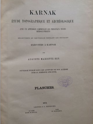 Item #M1039 Karnak, étude topographique et archéologique. Tome II: Planches. MARIETTE Auguste