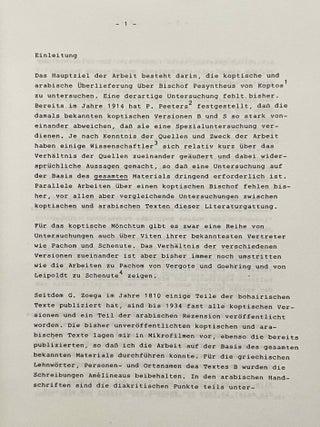 Untersuchungen zu den Texten &uuml;ber Pesyntheus, Bischof von Koptos (569-632)