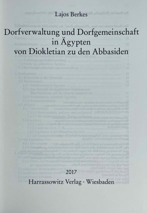 Dorfverwaltung und Dorfgemeinschaft in Ägypten von Diokletian zu den Abbasiden