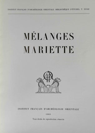 Mélanges Auguste Mariette