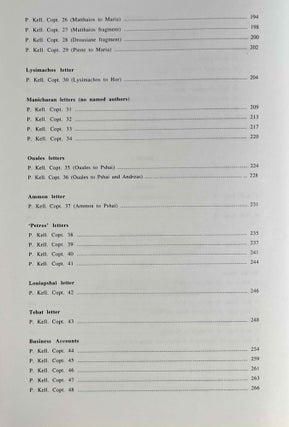 Coptic documentary texts from Kellis. Vol. 1: P. Kell V (P. Kell. Copt. 10-52 ; O. Kell. Copt. 1-2). Vol. 2: P. Kellis VII (P. Kellis Copt. 57-131)