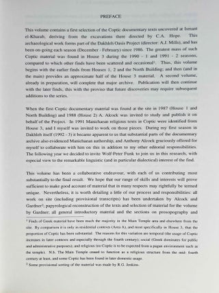 Coptic documentary texts from Kellis. Vol. 1: P. Kell V (P. Kell. Copt. 10-52 ; O. Kell. Copt. 1-2). Vol. 2: P. Kellis VII (P. Kellis Copt. 57-131)