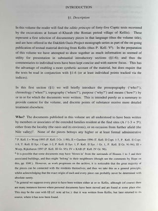 Coptic documentary texts from Kellis. Vol. 1: P. Kell V (P. Kell. Copt. 10-52 ; O. Kell. Copt. 1-2). Vol. 2: P. Kellis VII (P. Kellis Copt. 57-131)