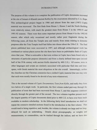 Coptic documentary texts from Kellis. Vol. 1: P. Kell V (P. Kell. Copt. 10-52 ; O. Kell. Copt. 1-2). Vol. 2: P. Kellis VII (P. Kellis Copt. 57-131)