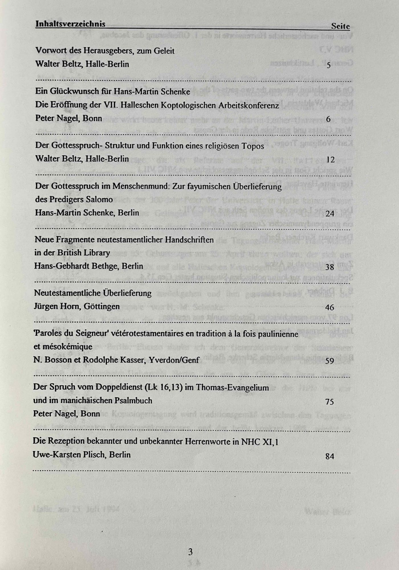 Der Gottesspruch in der kopt. Literatur. Hans-Martin Schenke zum 65 ...