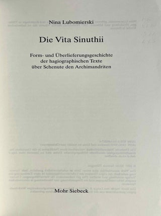 Die Vita Sinuthii. Form- und &Uuml;berlieferungsgeschichte der hagiographischen Texte &uuml;ber Schenute den Archimandriten[newline]M10483-01.jpeg