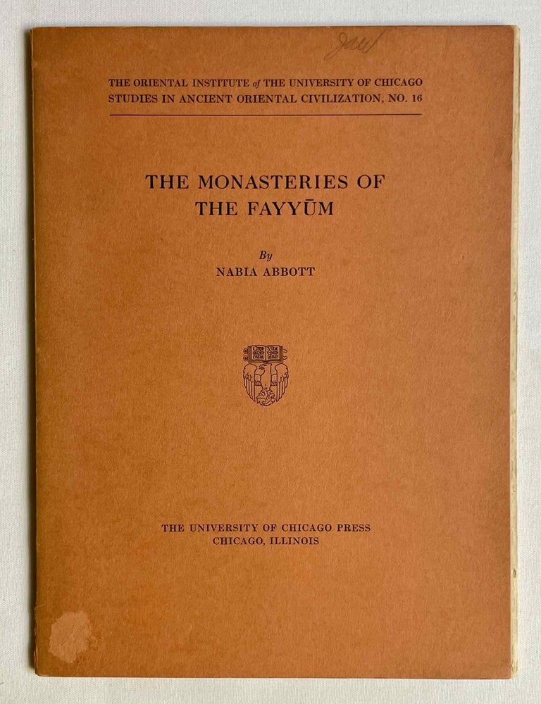 Item #M10485 The monasteries of the Fayyum. ABBOTT Nabia.[newline]M10485-00.jpeg