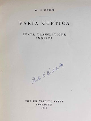 Varia coptica. Texts, translations, indexes.