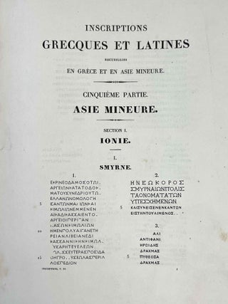 Voyage arch&eacute;ologique en Gr&egrave;ce et en Asie mineure, fait par ordre du gouvernement fran&ccedil;ais pendant les ann&eacute;es 1843 et 1844. Textes Inscriptions grecques et latines recueillies en Gr&egrave;ce et en Asie mineure Asie mineure. Textes, 2e partie, tome III.p[newline]M10564-05.jpeg