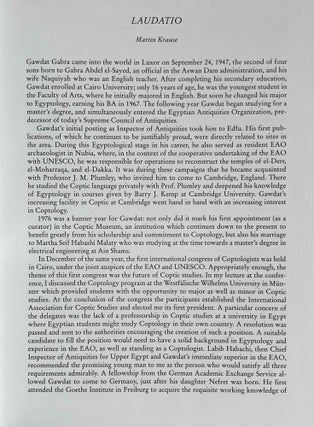 Egypt 1350 BC - AD 1800. Art historical and archaeological studies for Gawdat Gabra.