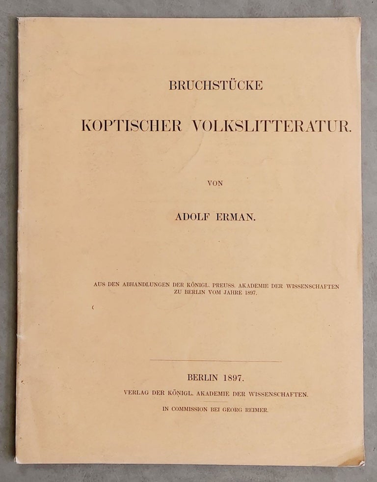 Item #M1057a Bruchstücke koptischer Volkslitteratur. ERMAN Adolf.[newline]M1057a.jpeg