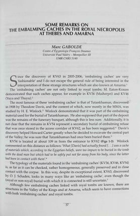 Valley of the Kings since Howard Carter. Proceedings of the Luxor Symposium November 4, 2009.