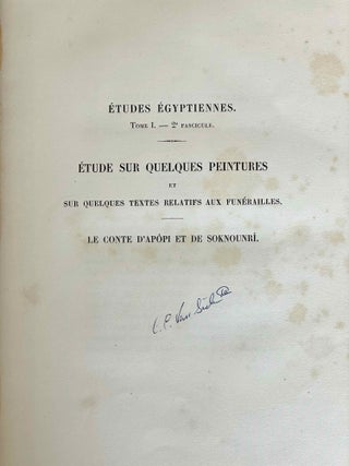 Etudes &eacute;gyptiennes. Tome I, fasc. 2: Etude sur quelques peintures et sur quelques textes relatifs aux fun&eacute;railles (pp. 81-194). Le conte d'Apopi et de Soknounri (pp. 195-216).. Cours du Coll&egrave;ge de France. Mars-juin 1878. D&eacute;cembre-juin. Novembre-d&eacute;cembre 1879.[newline]M1060b-02.jpeg