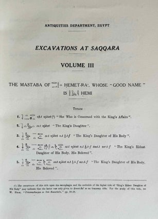 Excavations at Saqqara. Vol. I: The Mastaba of Neb-Kaw-Her. Vol. II: Mastabas of Ny-ankh-Pepy and Others. Vol. III: Mastabas of Princess Hemet-Re and Others. Re-edited by Zaky Iskander. (complete set)