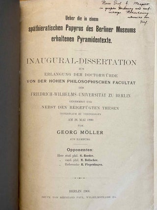 &Uuml;ber die in einem sp&auml;thieratischen Papyrus des Berliner Museums erhaltenen Pyramidentexte (thesis / dissertation manuscript)[newline]M10634-02.jpeg