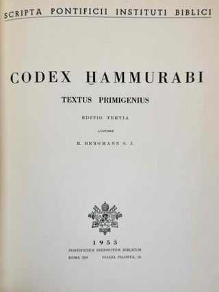 Codex Hammurabi. Textus Primigenius. Parts 1 & 2 (originals) + Vocabularium (in XEROX).[newline]M10732a-02.jpeg