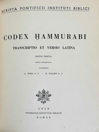 Codex Hammurabi. Textus Primigenius. Parts 1 & 2 (originals) + Vocabularium (in XEROX).[newline]M10732a-06.jpeg