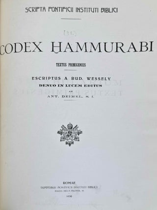 Codex Hammurabi. Textus Primigenius. Parts 1 & 2 (originals) + Vocabularium (in XEROX).[newline]M10732a-09.jpeg