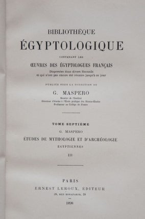 Etudes de mythologie et archéologie égyptienne. Tome I à VIII (complete set)