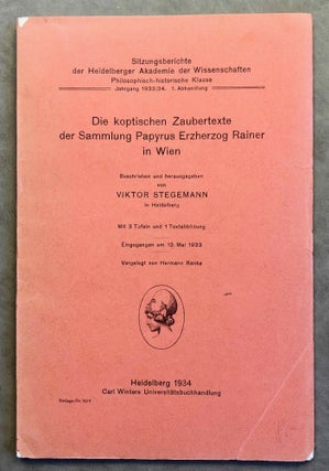 Item #M1083a Die koptischen Zaubertexte der Sammlung Papyrus Erzherzog Rainer in Wien....[newline]M1083a.jpg