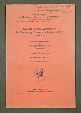 Item #M1083b Die koptischen Zaubertexte der Sammlung Papyrus Erzherzog Rainer in Wien....[newline]M1083b-00.jpeg
