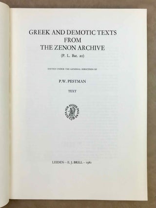 Greek and demotic texts from the Zenon archive. Vol. I: Text. Vol. II: Plates (complete set)[newline]M10868-02.jpeg
