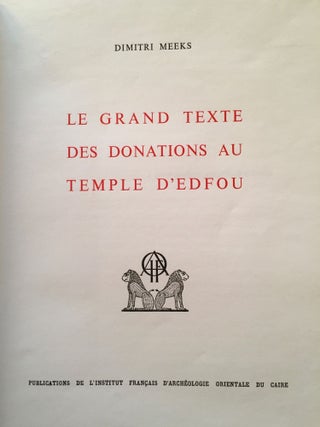 Le grand texte des donations au temple d'Edfou