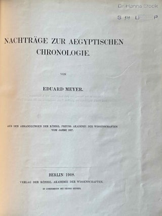 Nachtr&auml;ge zur &auml;gyptischen Chronologie