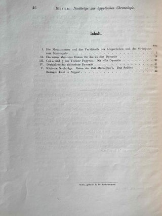 Nachtr&auml;ge zur &auml;gyptischen Chronologie
