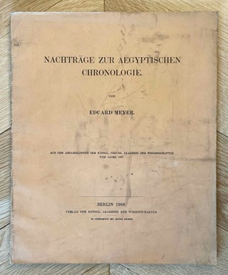 Item #M1103a Nachträge zur ägyptischen Chronologie. MEYER Eduard