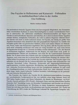 Das Fayy&ucirc;m in Hellenismus und Kaiserzeit. Fallstudien zu multikulturellem Leben in der Antike.