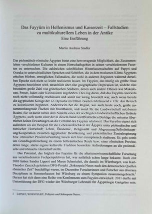 Das Fayyûm in Hellenismus und Kaiserzeit. Fallstudien zu multikulturellem Leben in der Antike.